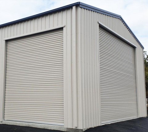 Shed with Taurean Commando commercial roller doors