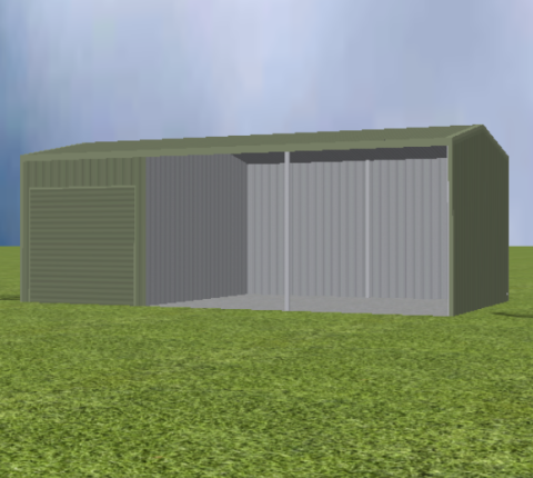 Equipment Machinery shed render with 11 degree gable roof