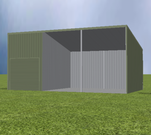 Equipment Machinery shed render with 15 degree skillion roof