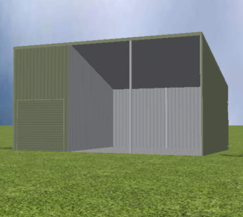 Equipment Machinery shed render with 22 degree skillion roof