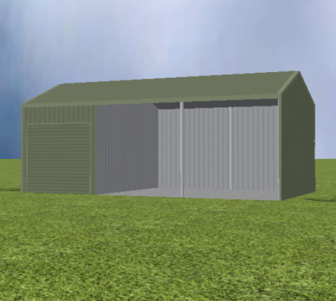 Equipment Machinery shed render with 22 degree skillion roof