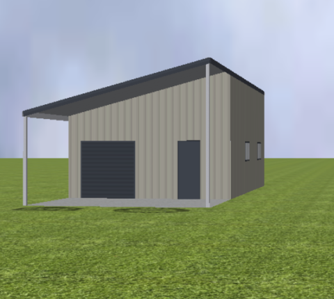 Garaport with 15 degree skillion roof